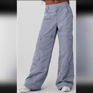 ALO High-Waist Ski-Moto Puffer Pant Fog Grey/Blue Size Small